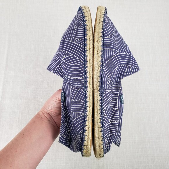 Soludos Dali Espadrille Navy Blue Curved Lines Canvas Shoe 45 US Mens 11-11.5 - Picture 8 of 8
